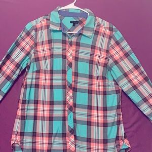 Talbots Button Front Plaid